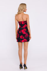 Printed fabric corset-cut mini dress