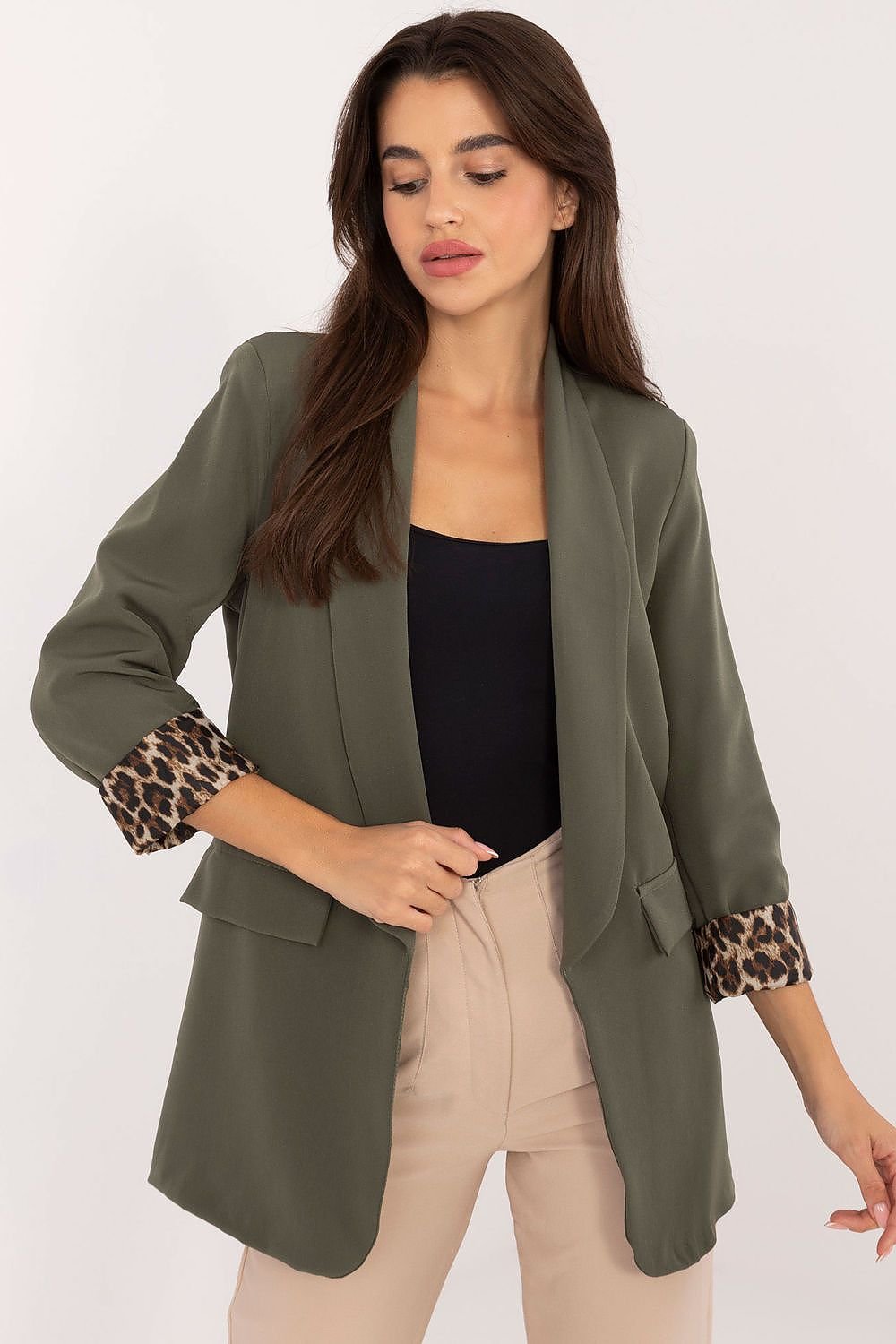 Elegant plain pattern casual jacket