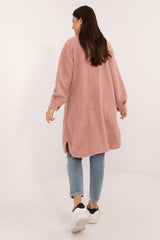 Long sleeve boucle fabric shirt