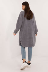 Long sleeve boucle fabric shirt