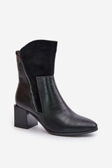 Black heel boots made of eco leather