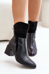 Black heel boots made of eco leather