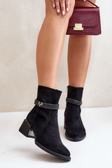 Shiny stripes black heel boots