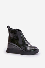 Elegant buskin boots set on a wedge