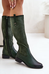 Rounded toes knee-high boots