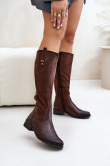 Rounded toes knee-high boots