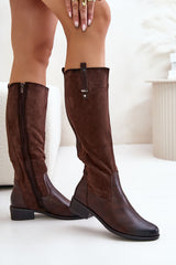 Rounded toes knee-high boots