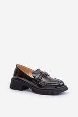 Elegant natural leather black loafers