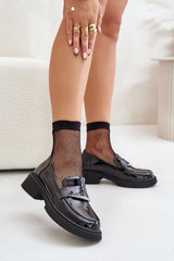 Elegant black rounded toes loafers