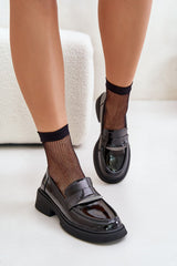 Elegant black rounded toes loafers