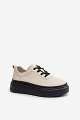 Classic design beige sneakers