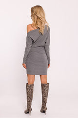 Stylish ribbed cotton knit mini dress