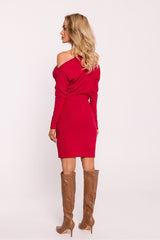 Stylish ribbed cotton knit mini dress