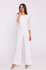 Elegant lace top wide legs jumpsuit