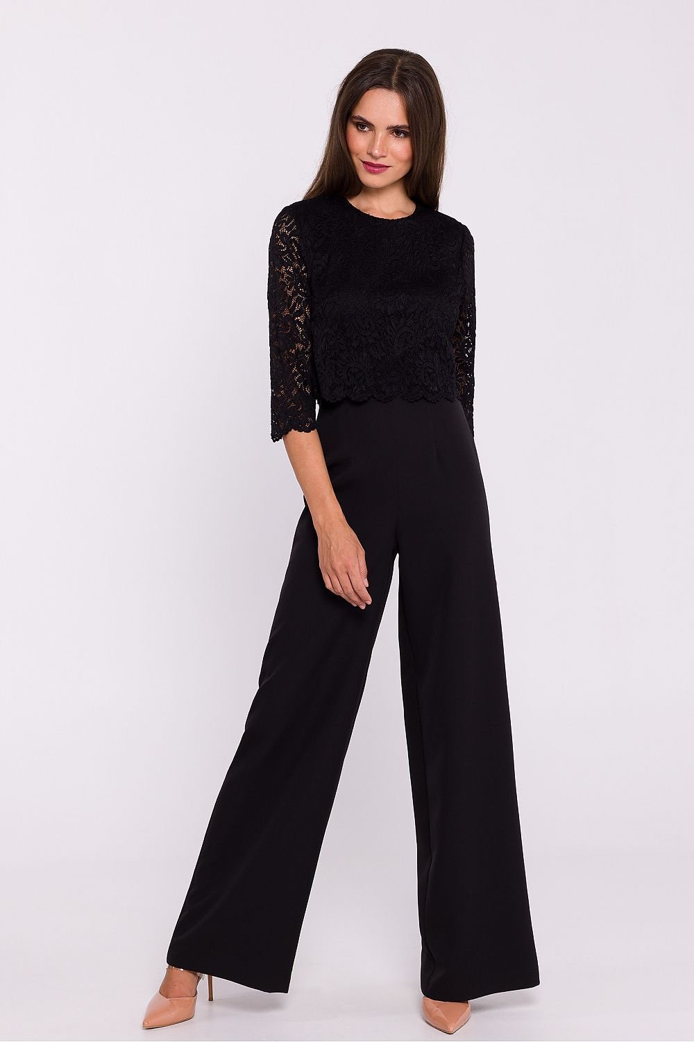 Elegant lace top wide legs jumpsuit