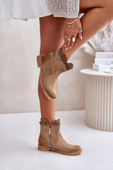 Charming openwork flat heel boots