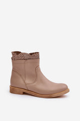 Charming openwork flat heel boots