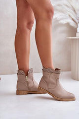 Charming openwork flat heel boots