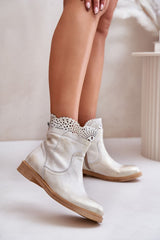 Charming openwork flat heel boots