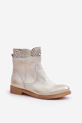 Charming openwork flat heel boots