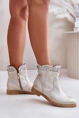 Charming openwork flat heel boots