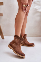 Charming openwork flat heel boots