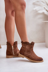 Charming openwork flat heel boots