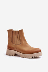 Women's leather slip-on boots