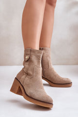 Classic eco suede heel boots