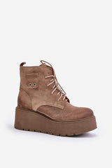 Stylish natural leather buskin boots