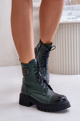 Flat heel natural leather boots