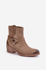 Low heel natural suede boots