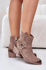 Low heel natural suede boots