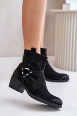 Low heel natural suede boots