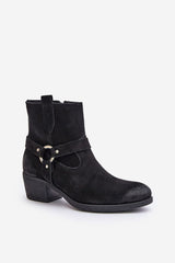 Low heel natural suede boots