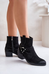 Low heel natural suede boots