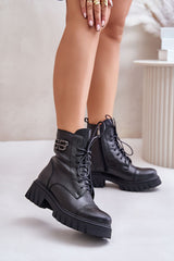 Flat heel natural leather boots