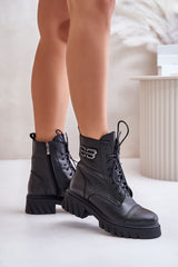 Flat heel natural leather boots