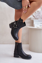 Wide rounded toe leather buskin boots