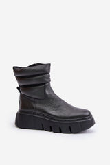 Buskin platform leather ankle boots