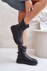 Buskin platform leather ankle boots