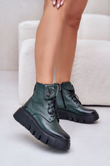 Genuine leather platform boots