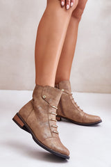 Jezzi eco leather flat heel boots