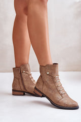 Jezzi eco leather flat heel boots