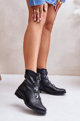 Jezzi eco leather flat heel boots