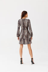 Long sleeves patterned fabric short dress