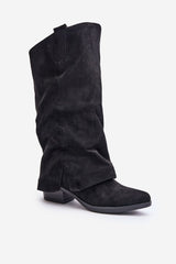 Fashionable turned-up upper heel boots