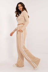 Casual sporty style wide legs pants set