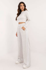 Casual sporty style wide legs pants set