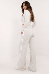 Casual sporty style wide legs pants set